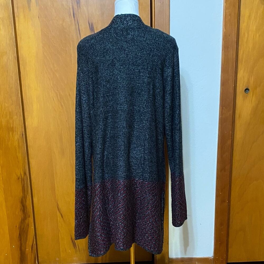 NWT Dark Gray Maroon Knit Open Cardigan Sweater Super Soft Layers Machine Wash - Picture 5 of 10